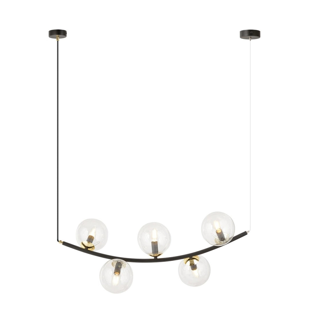 Lampada a sospensione RITZ in acciaio nero e vetro