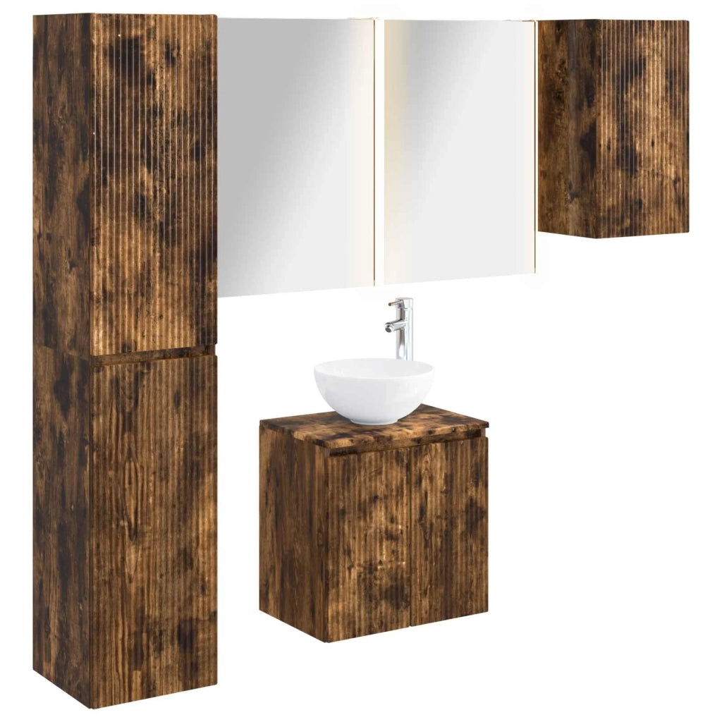Set di Armadi da Bagno 5 pcs Rovere Fumo 53 x 15,5 x 70 cm 3407307