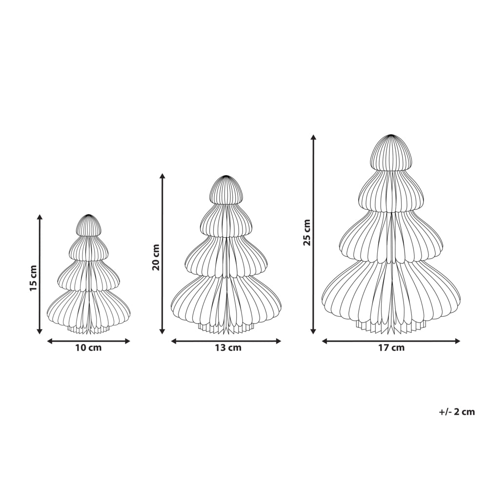Set di 3 statuette a forma di Alberi di Natale in carta a nido d'ape beige decorazioni natalizie