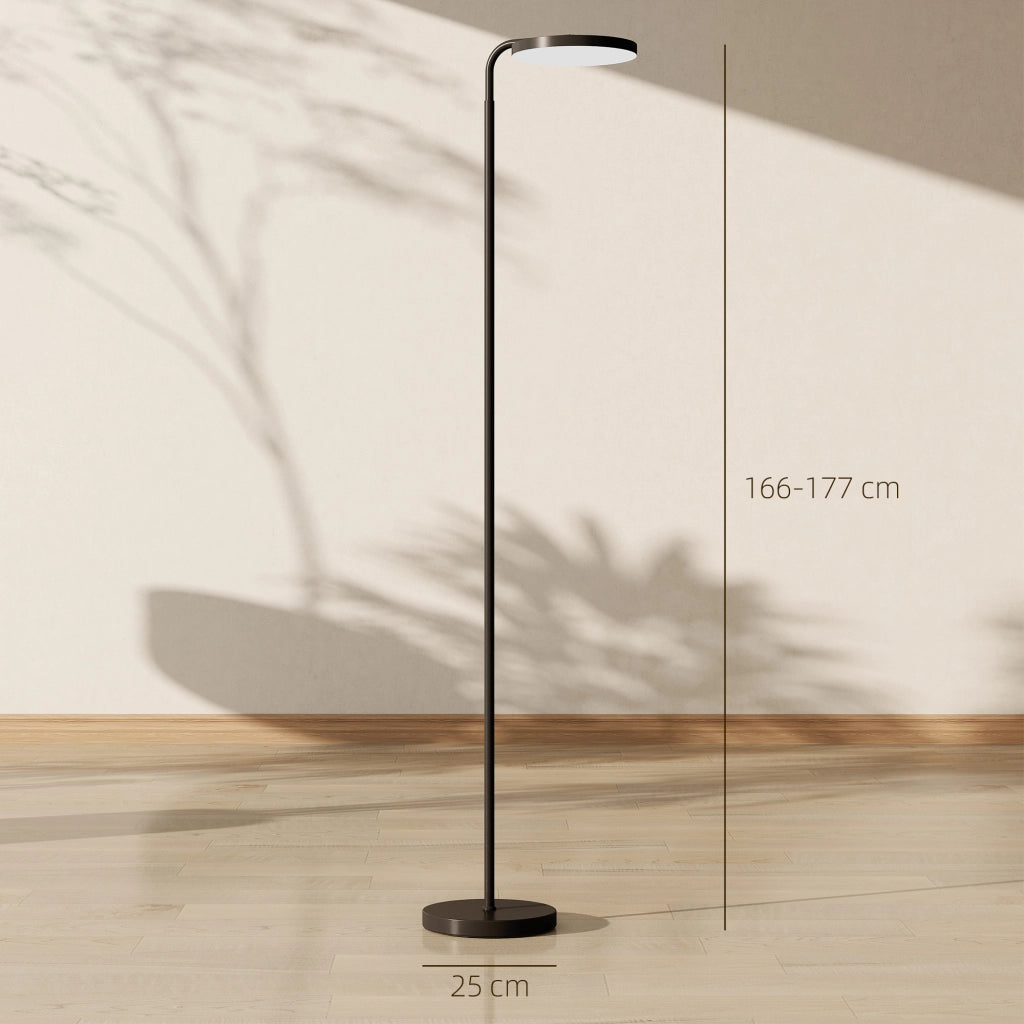 Lampada da Terra LED con Testa Girevole a 350¡ã e Telecomando Magnetico. Regolazione Continua 3000K-6500K. Nero