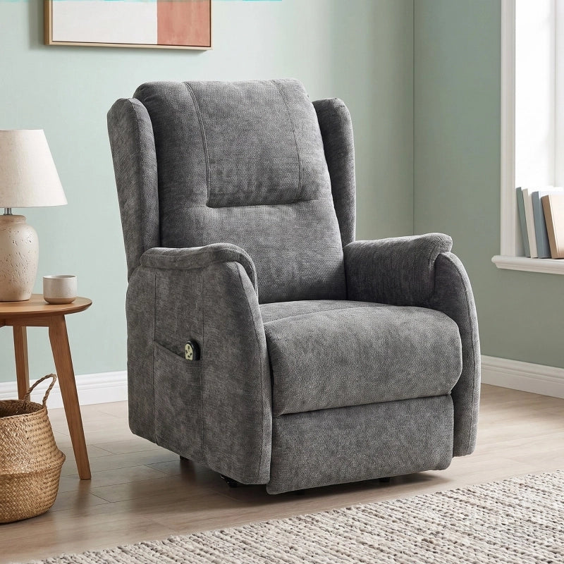 POLTRONA RELAX ELETTRICA CON ALZATA, TELECOMANDO, GRIGIO SCURO
