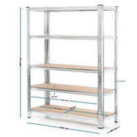 Set 2x scaffali a incastro per carichi pesanti 180x120x40cm Max 875kg l’uno Acciaio 5 ripiani