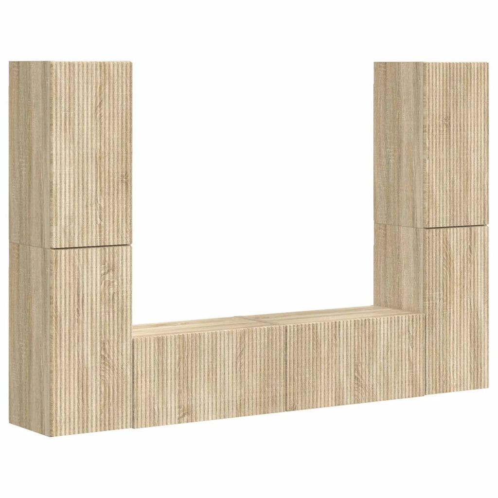 Set mobile TV 6 pz-Credenza per TV Rovere Sonoma Legno multistrato 687603