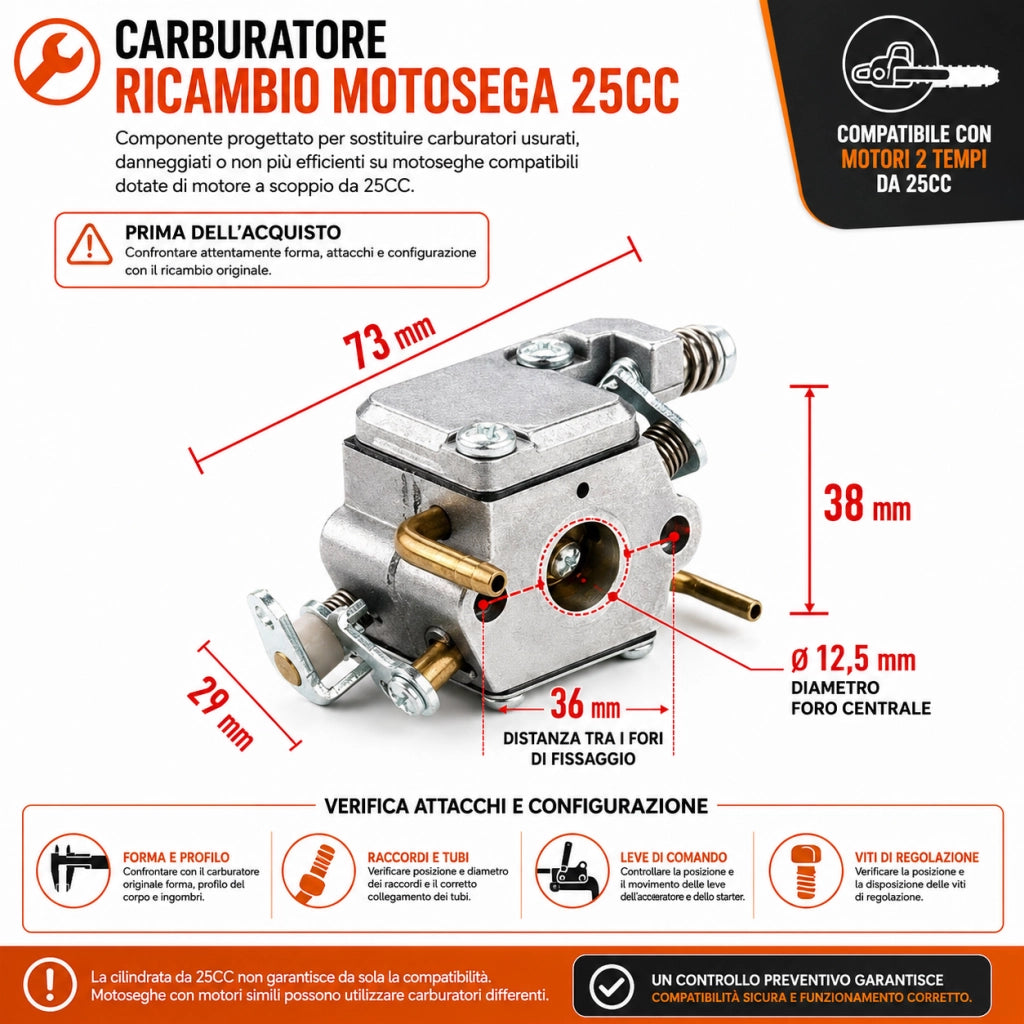 Carburatore Motosega 25CC 2 Tempi Compatibile MC14A6-13 OXF