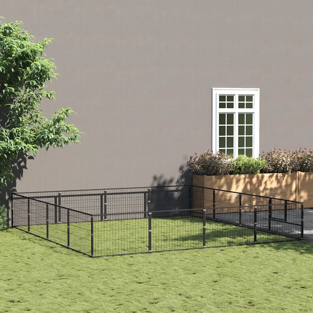 Gabbia per Cani Nera 16 m² in Acciaio 3082143