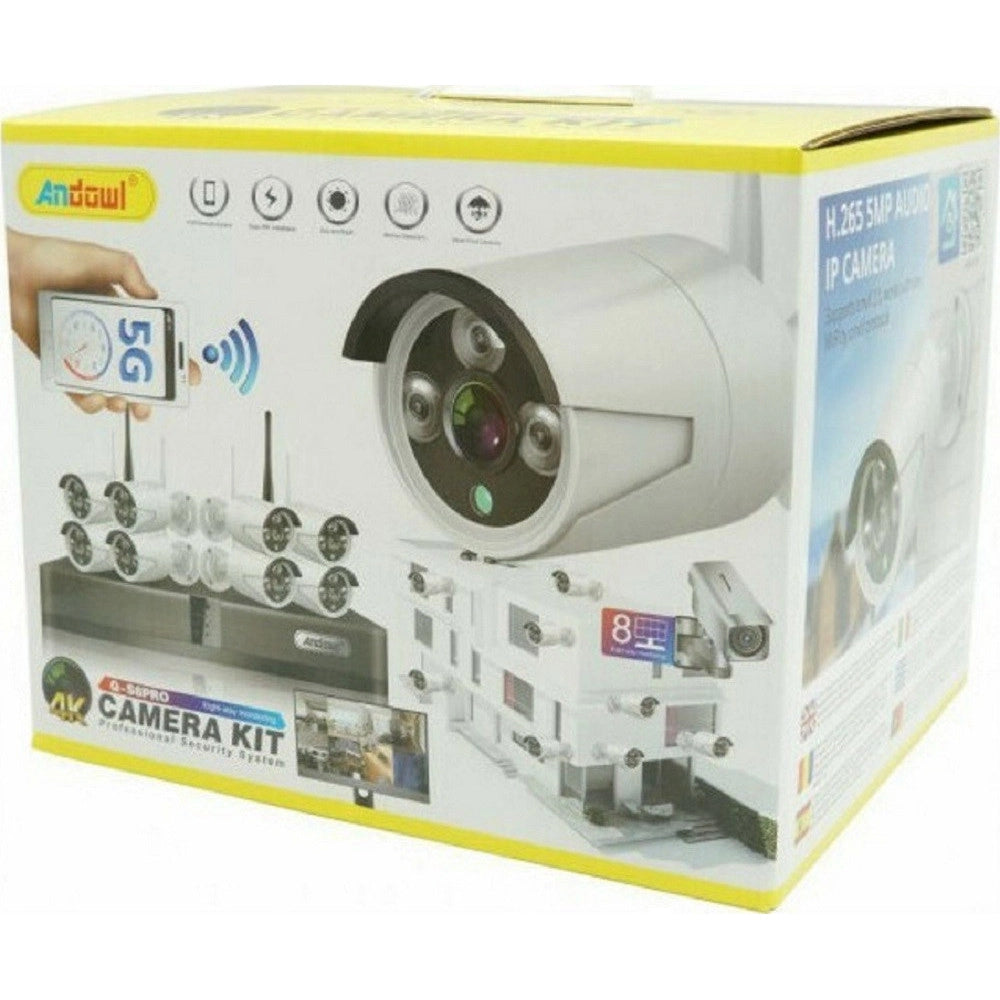 Trade Shop - Set Sistema Di Registrazione Sorveglianza Cctv Integrato 8 Telecamere 4k Q-s8pro -