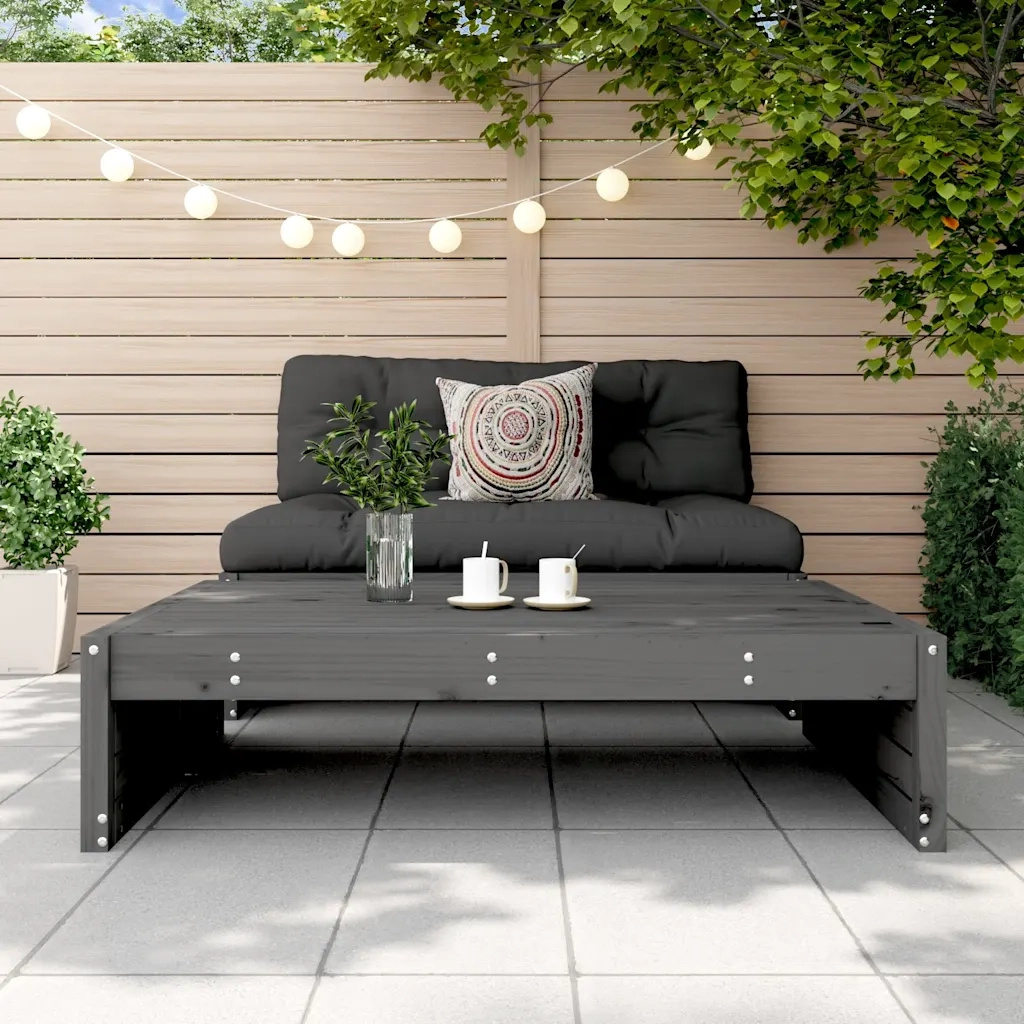 Sedia da giardino-Poggiapiedi da Giardino 120x80 cm Legno Massello di Pino Grigio 306911