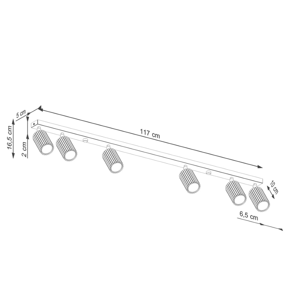 Plafoniera a barra GRAVIO verde oliva 117cm 6xGU10