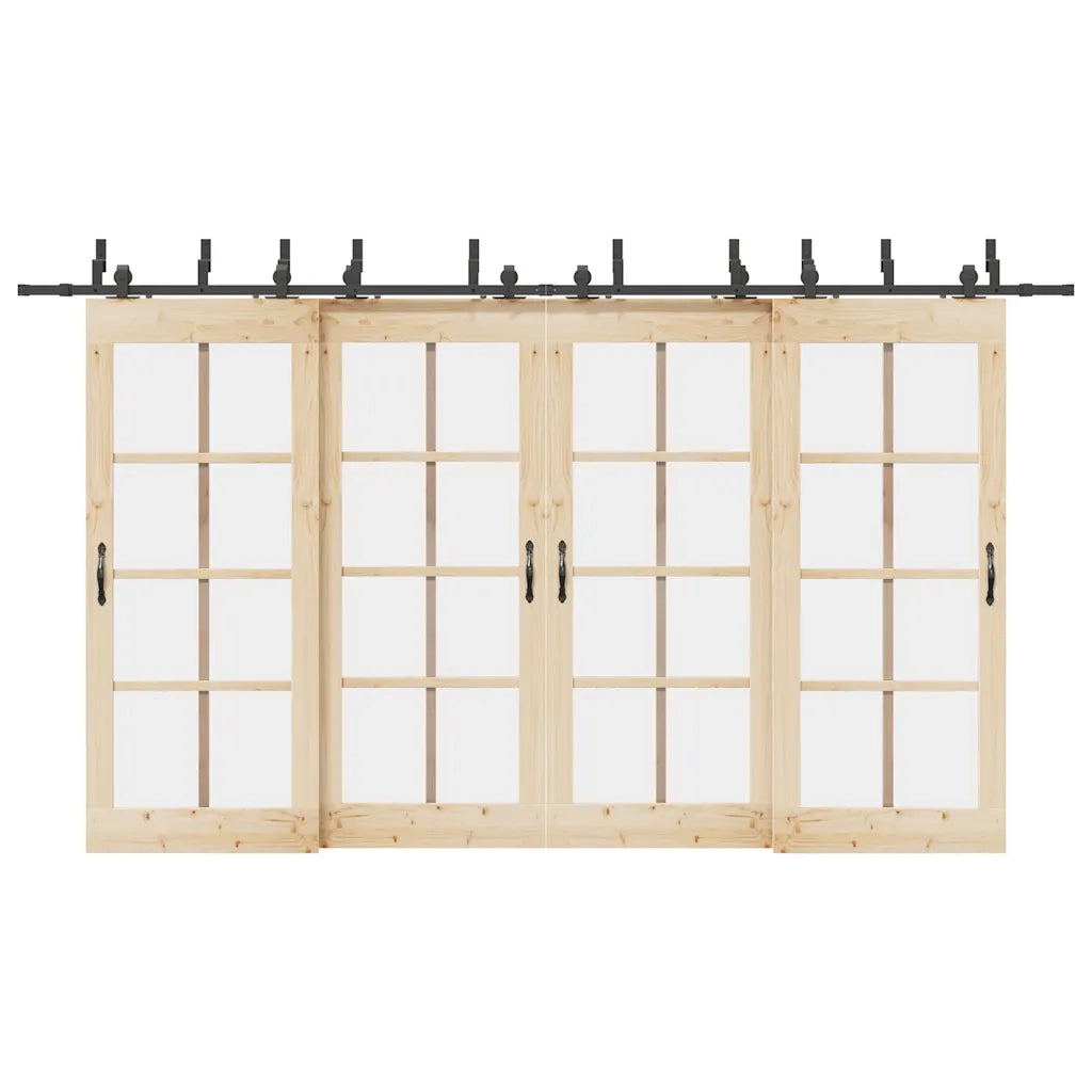 Kit di Binari per Porte Scorrevoli 400 cm Acciaio Nero CFW7896590