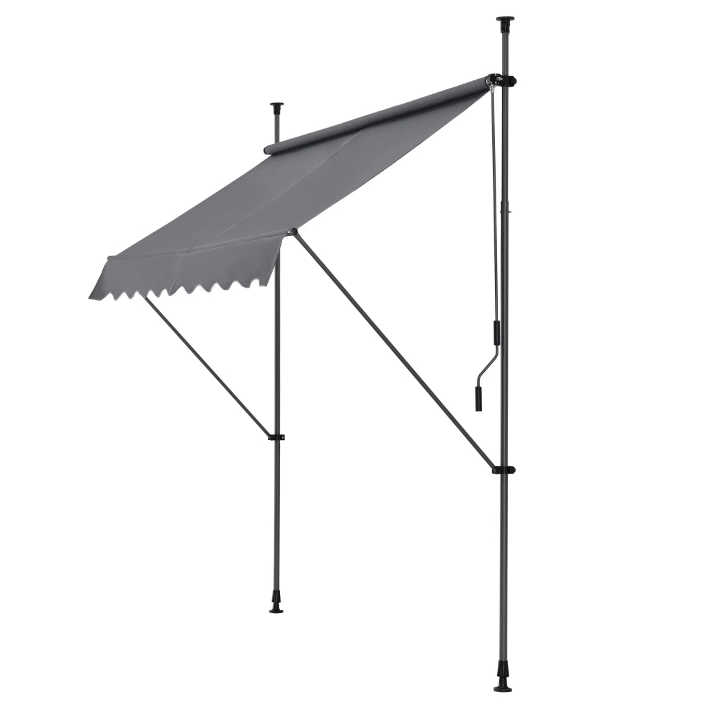 Tenda da Sole a Muro con Pali di Supporto Telescopici Parasole 150 x 120 cm (LxP) Grigio Medio pro.tec