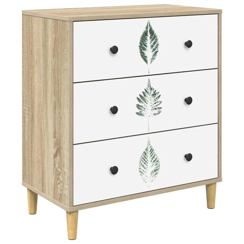 Cassettiera HANAU Stampa foglia verde 66 x 36,5 x 75 cm Sonoma 8007365