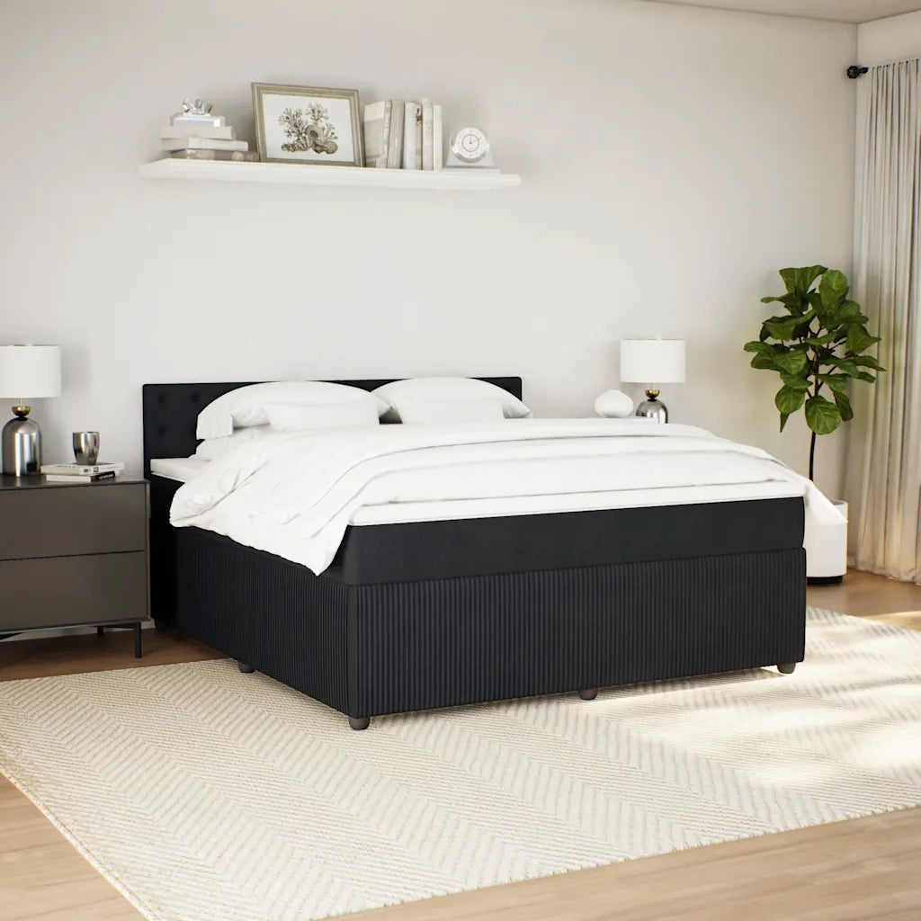 Giroletto a Molle con Materasso Nero 180x200 cm in Velluto 3287820