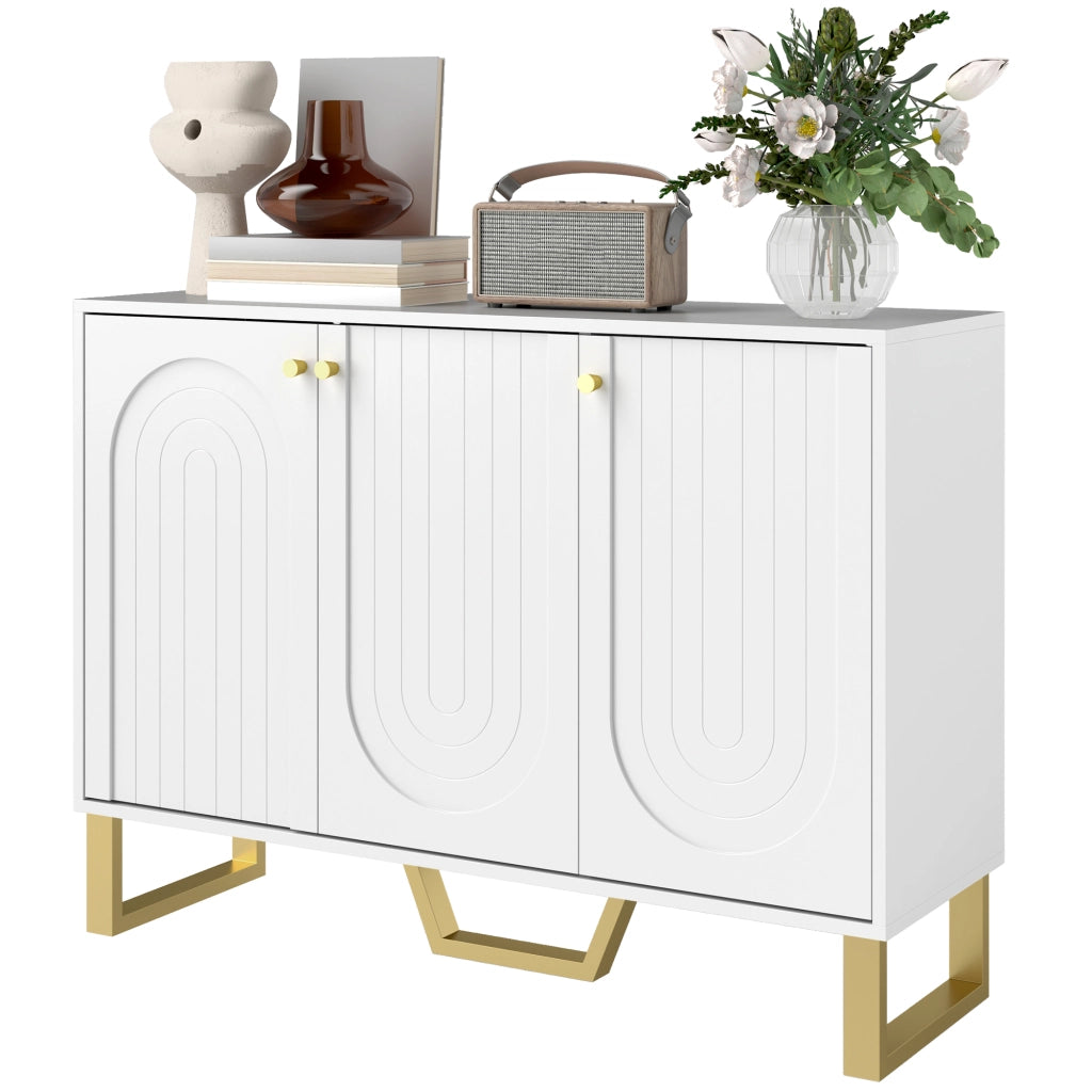 Mobile Credenza Ingresso ¨C Xylo ¨C Bianco con Ante e Ripiani Regolabili 106,5x35x77,5 cm