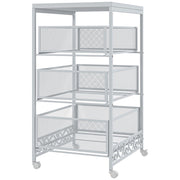 Carrello Portautensili 3 Livelli con Cestini ¨C zephmum ¨C Bianco 34x29,5x57,5cm