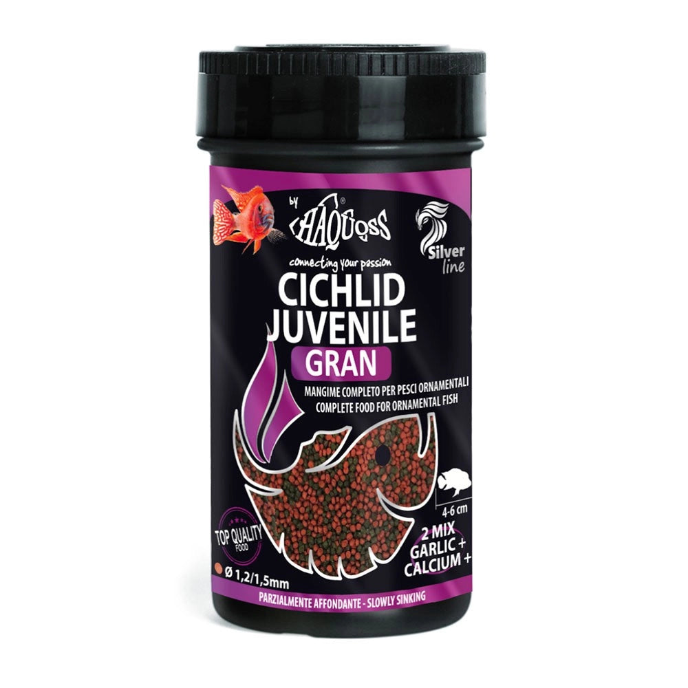 Haquoss Cichlid Juvenile Gran 250ml - Mangime in granuli per ciclidi giovani e di piccola taglia