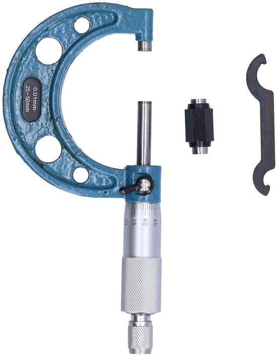 Intrumento di misura esterna alta precisione - Bussola esterna - Materiale in acciaio inossidabile - Design portatile - Blocco di calibrazione - Precisione 0,01 mm - Micrometro esterno