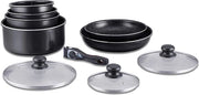 Set di Cottura - Set di Pannini Induttivi - Set di Pentola e Padella - Verniciatura a Stecco Set di Cottura con Manico Removibile - 10 Pezzi