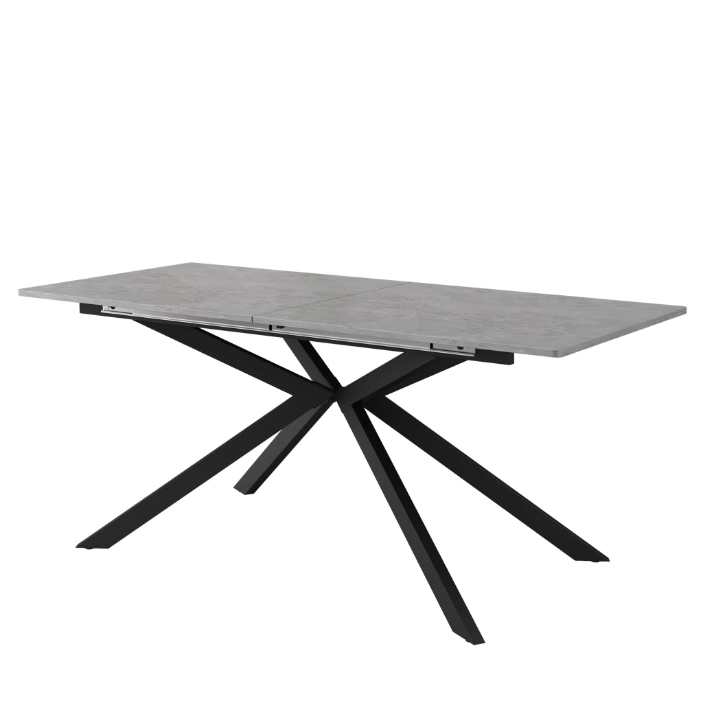 Tavolo da pranzo allungabile con gambe incrociate, effetto cemento, in MDF, per sala da pranzo, nero grigio