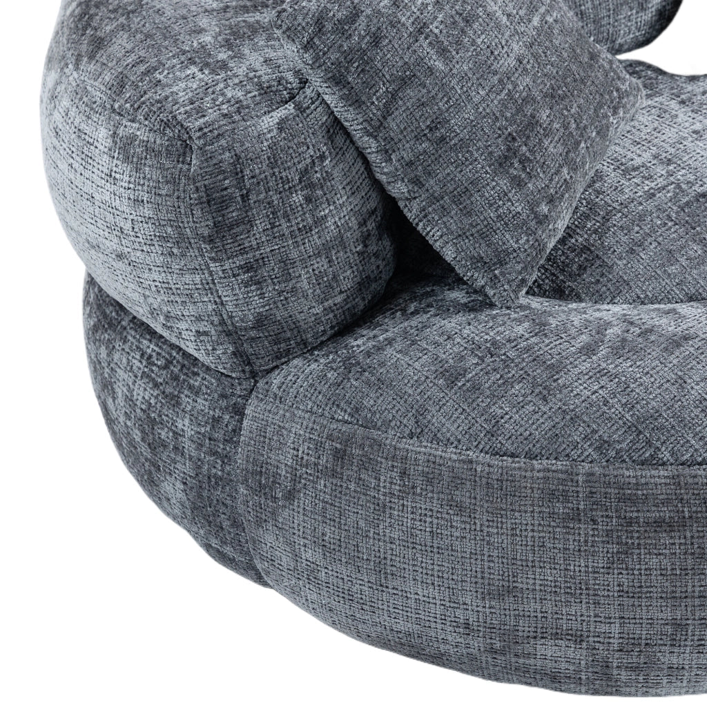 Poltrona Pouf per Adulti con Schienale Alto e Braccioli; Poltrona Gaming Relax 3 Cuscini; in Ciniglia Grigio