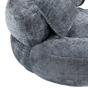 Poltrona Pouf per Adulti con Schienale Alto e Braccioli; Poltrona Gaming Relax 3 Cuscini; in Ciniglia Grigio