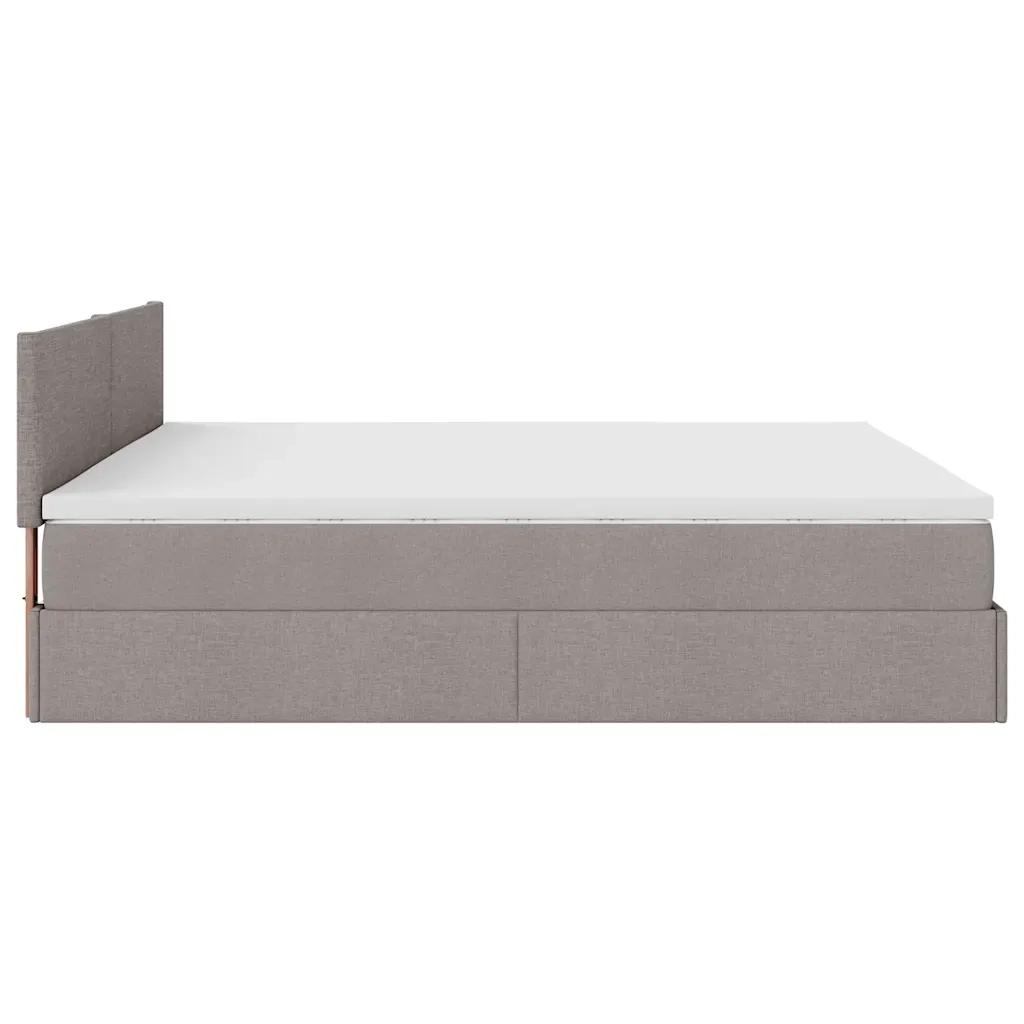 vidaXL Struttura Letto Pouf con Materassi Tortora 200x200 cm Tessuto