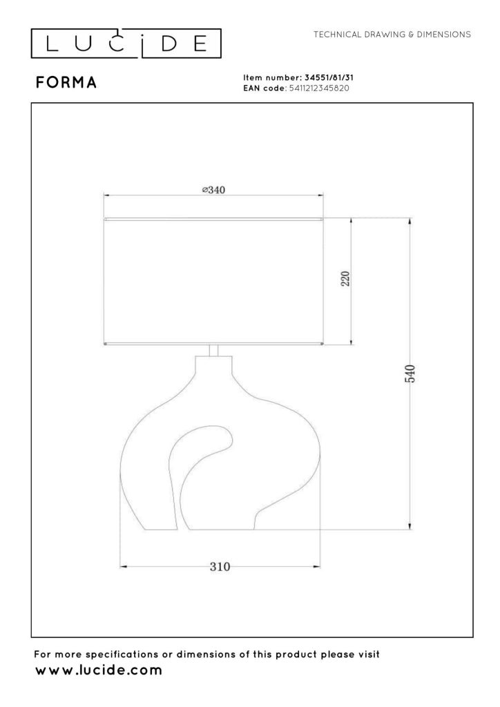 Lampada da tavolo FORMA art déco ceramica Lucide