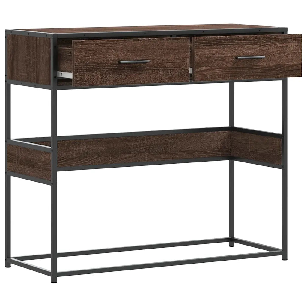 Tavolo Consolle | Tavolo d'Ingresso Rovere Marrone 90x35x80 cm Legno Multistrato