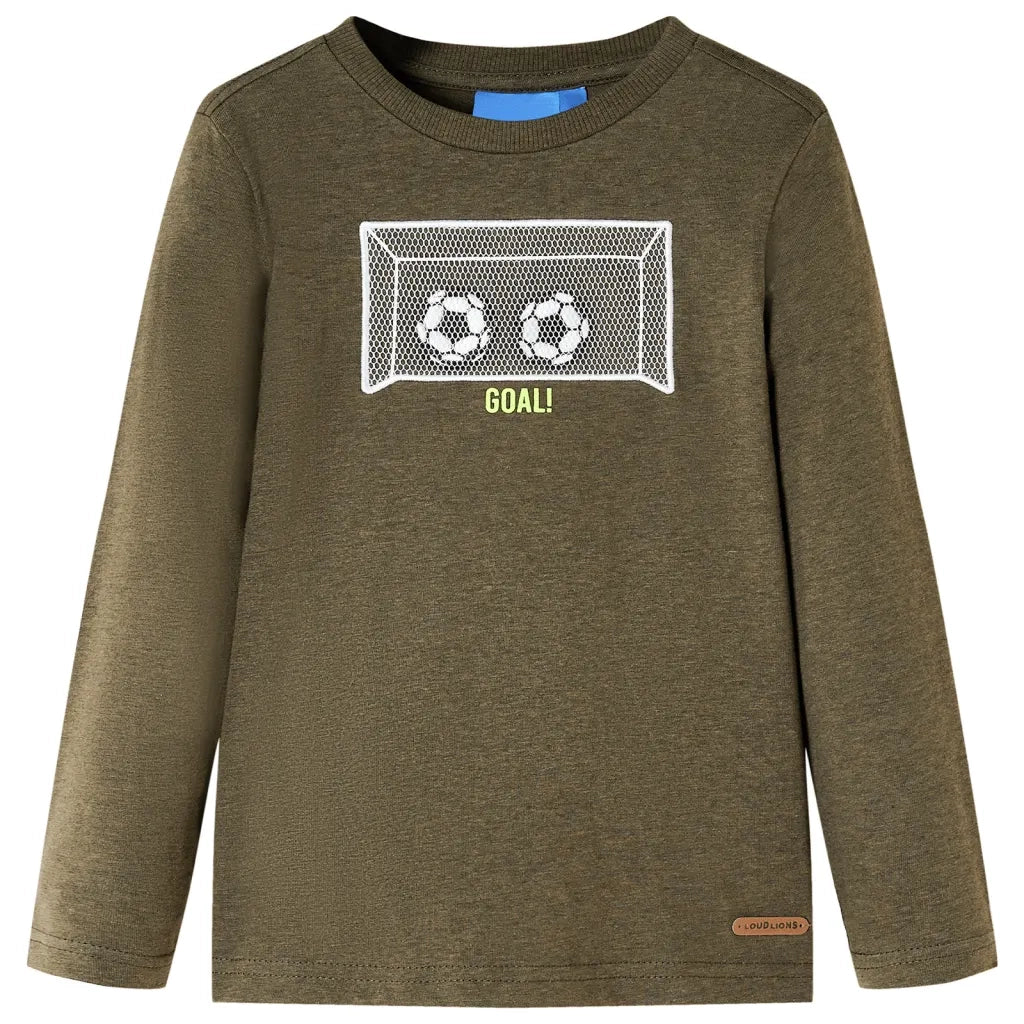Maglietta per Bambini Maniche Lunghe Cachi MÃ©lange 128cod mxl 117205