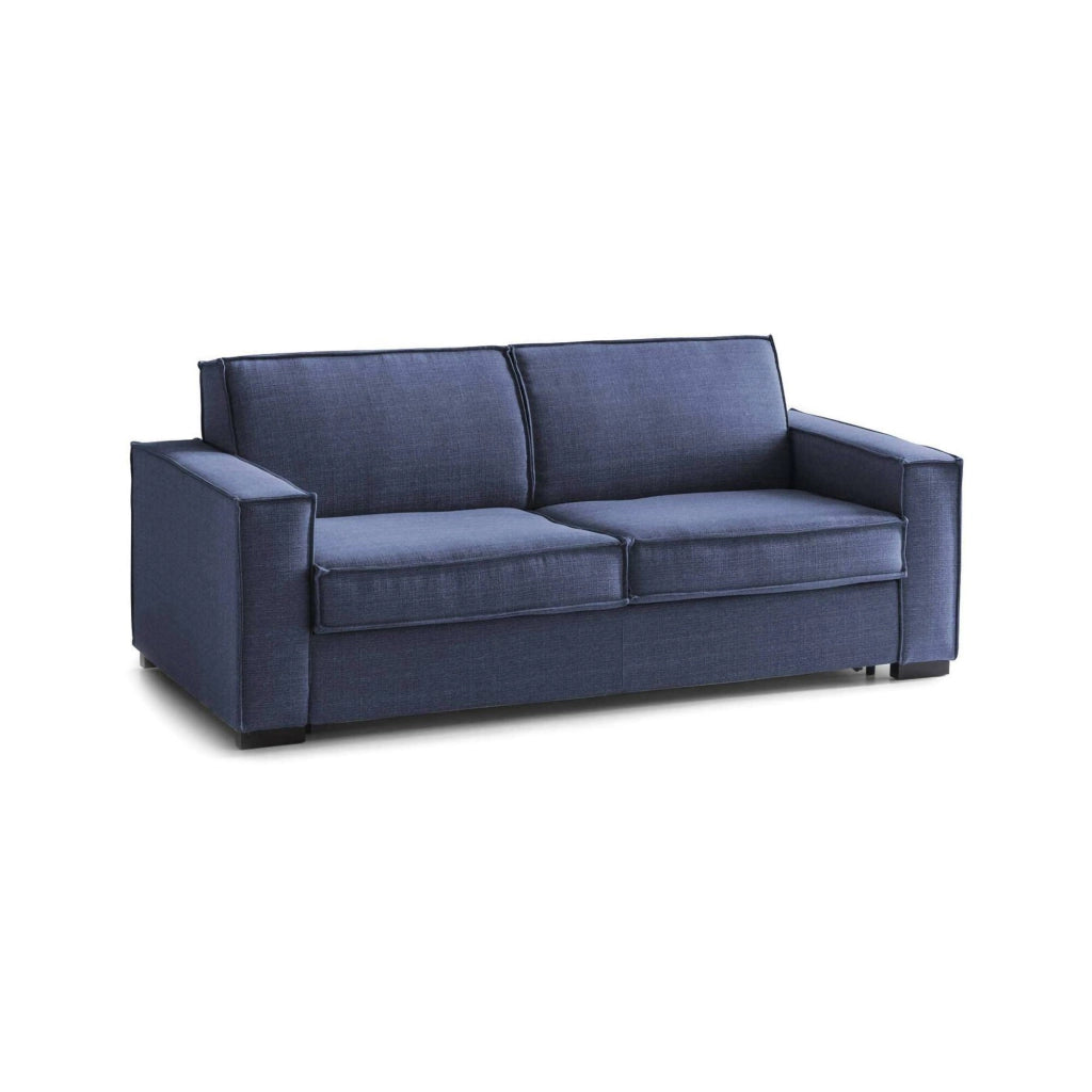 Divano fisso Eletta, Divano a 2 posti Large, Made in Italy, SofÒ  Soggiorno in tessuto, con Braccioli standard, cm 200x95h90, Blu
