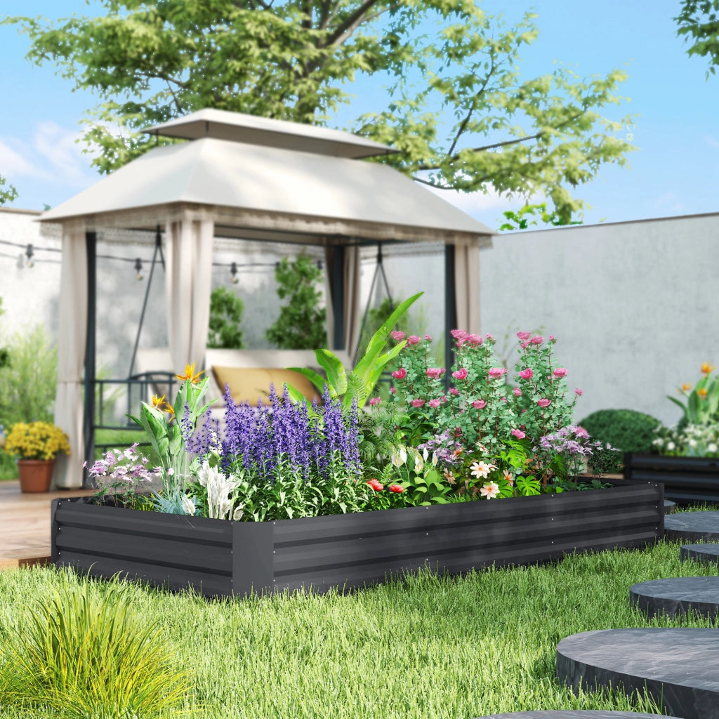 Fioriera Giardino Quadrata ¨C zephmum ¨C Grigio Scuro 240x120x30