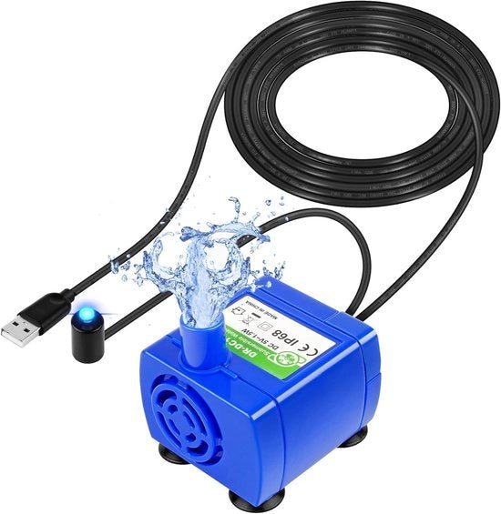 Pompa di sostituzione silenziosa per fonte di acqua per gatti, 5V 1,5W basso consumo di corrente, pompa di fonte di acqua per gatti con cavo di alimentazione da 1,8 metri, illuminazione LED da 2,4l per fonte di acqua per gatti per animali domestici