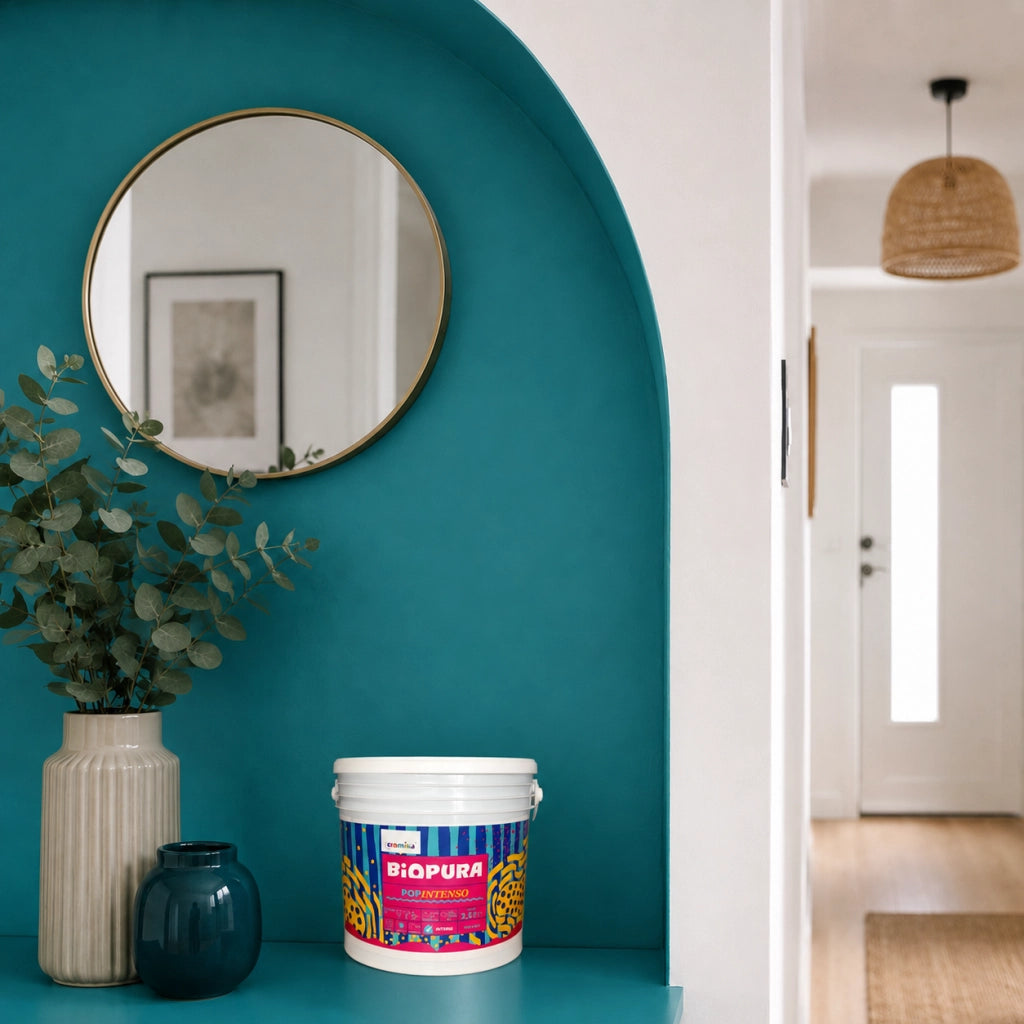Popintenso palestra e decori interni pittura murale lavabile e coprente cromika *** formato 2.5 lt, colore- azzurro g...