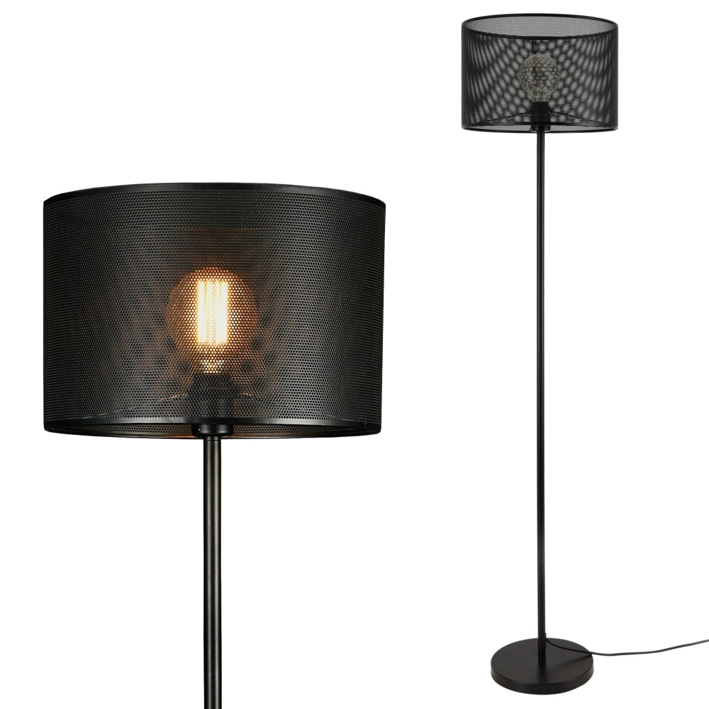 Lampada da terra in metallo nero attacco E27 153 cm 03_0002446