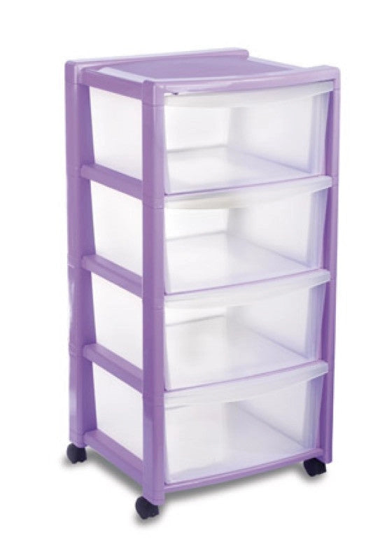 CASSETTIERA 4 PIANI CON RUOTE CM. 40X40X80H SILVER