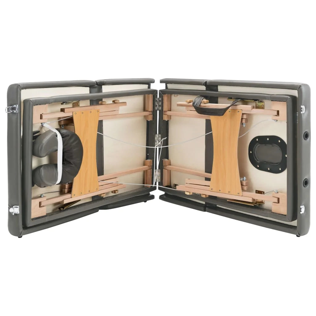 Lettino da massaggio a 4 sezioni struttura in legno panca per massaggi poggiatesta braccioli regolabili lettino da massaggio pieghevole portatile antracite 02_0001802