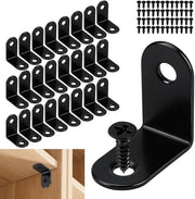 Connettori angolari in acciaio inox nero, 24 pezzi, 30 x 30 x 16 mm, connettori angolari a 90 gradi, angoli per tavoli, sedie, armadi.