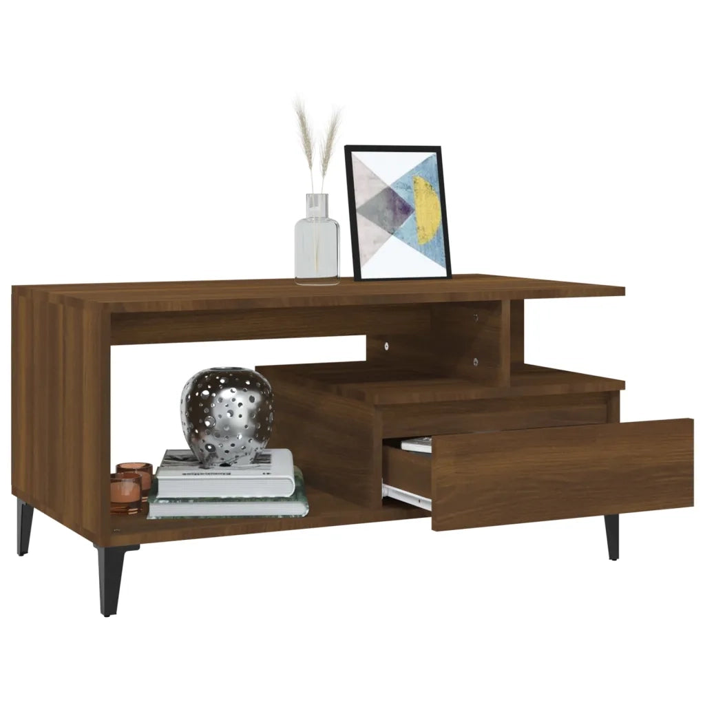 Tavolino Salotto Rovere Marrone 90x49x45 cm Legno Multistrato 819627