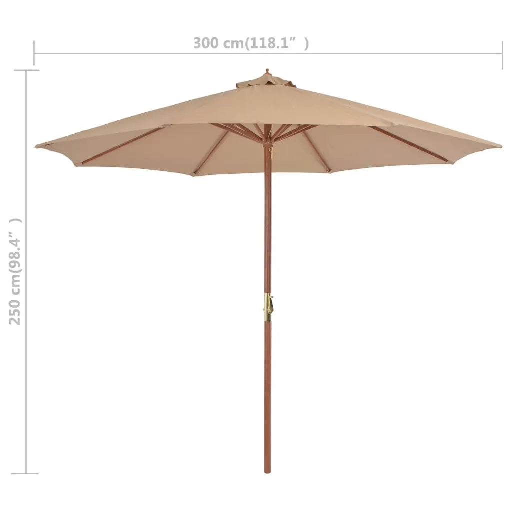 Ombrellone da Esterni-Ombrello da giardino con Palo in Legno 300 cm Grigio Talpa