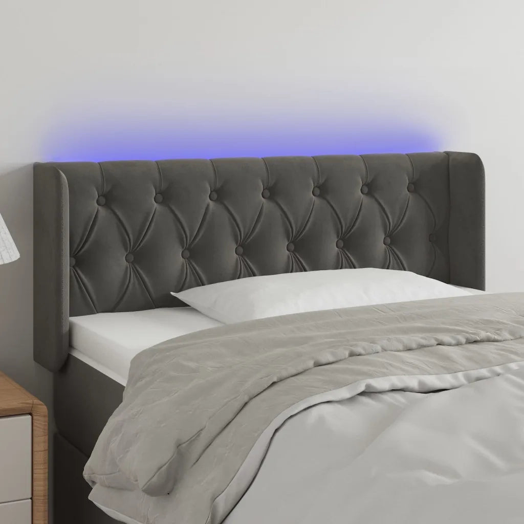 Testiera a LED-Testata con LED Grigio Scuro 103x16x78/88 cm in Velluto 455009