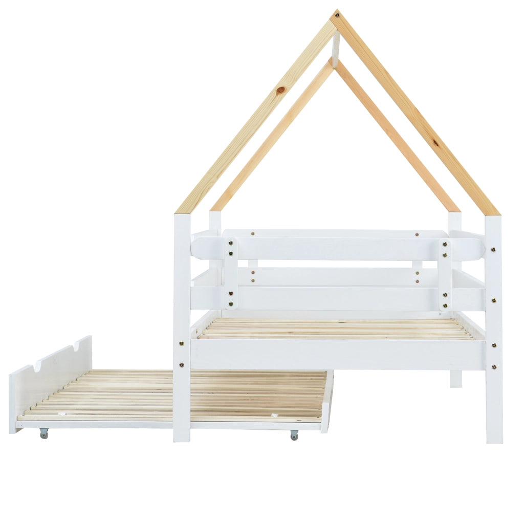 Letto Bambini a Soppalco con Struttura Estraibile ¨C MINIMAL ¨C Legno Massello Bianco 90x200