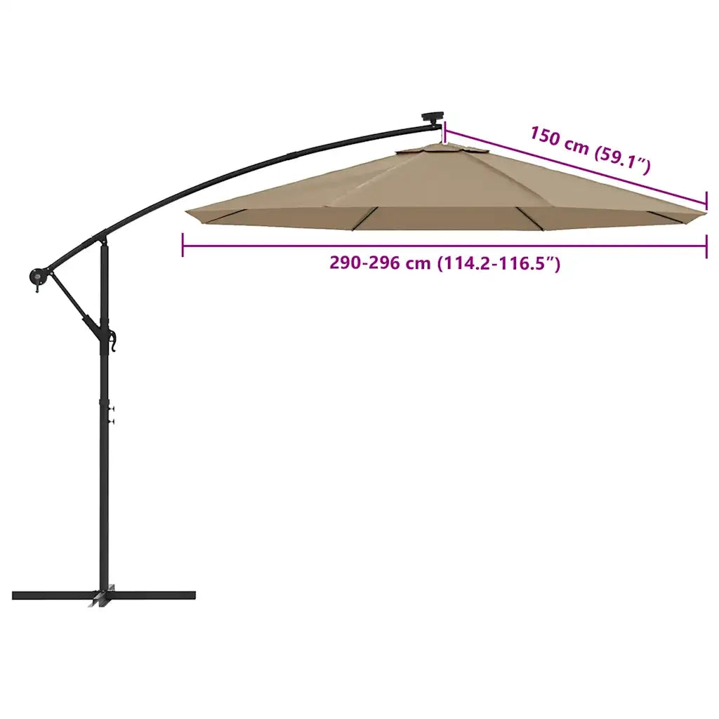 Telo di Ricambio per Ombrellone a Sbalzo Tortora 300 cm CFW1764774