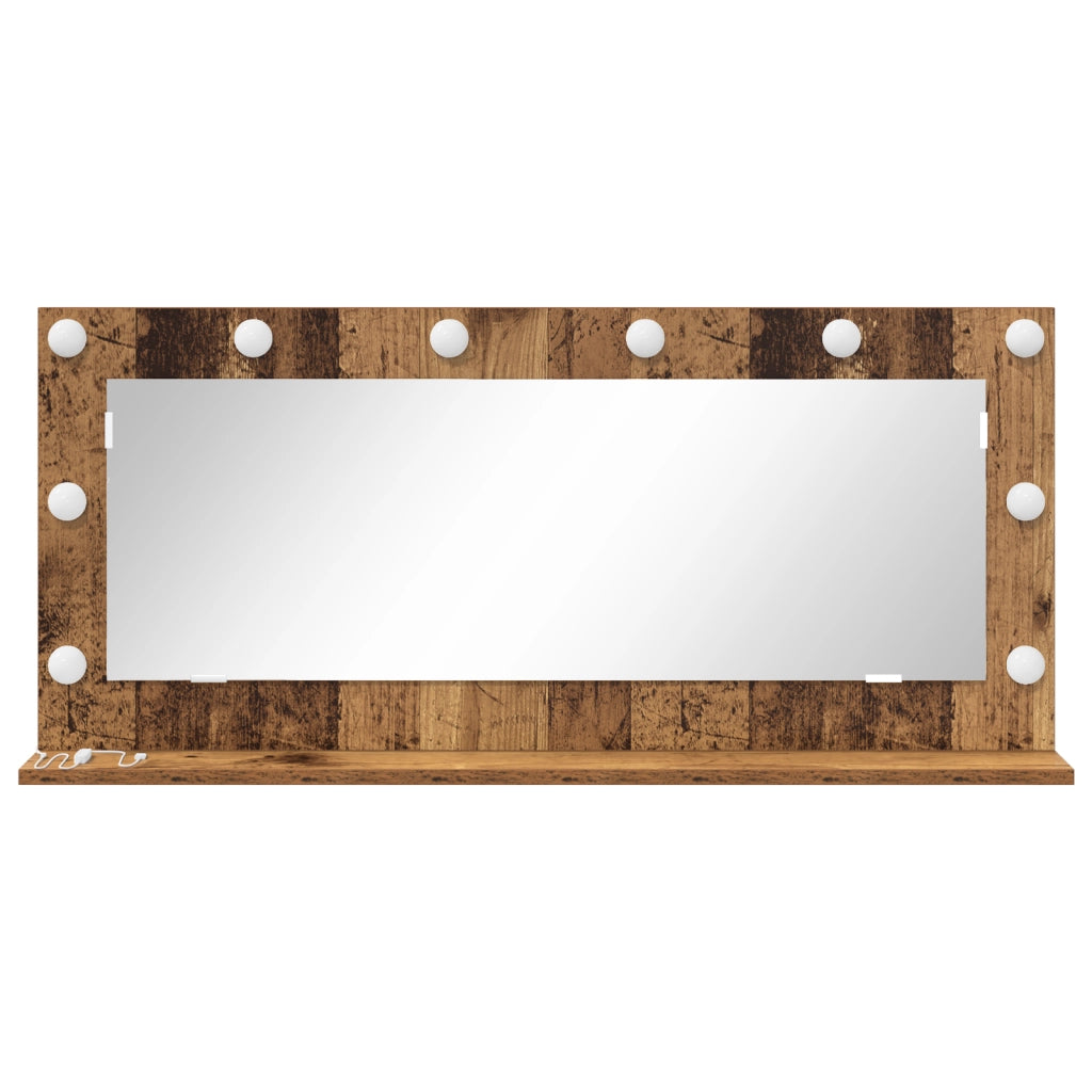 Specchio da toeletta con luci a LED in legno vecchio 100x45x18 cm