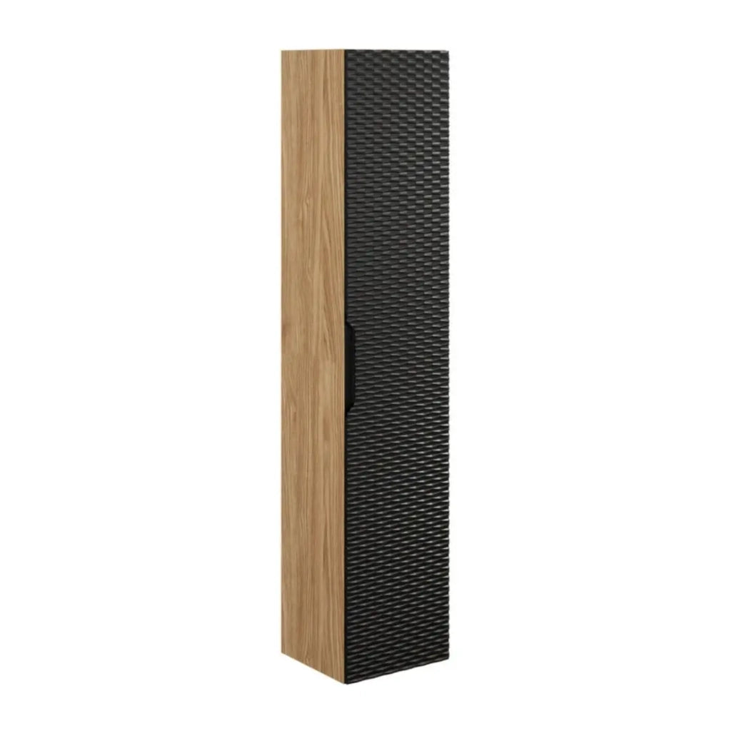 Colonna YOKA - 1 porta - Rovere chiaro e nero - L35 × P33 × H170 cm - Da appendere