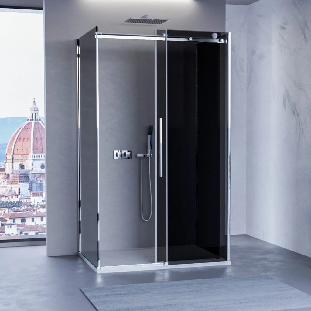 Box doccia 3 lati fume porta scorrevole h195 8mm euclide, misura 80x120x80