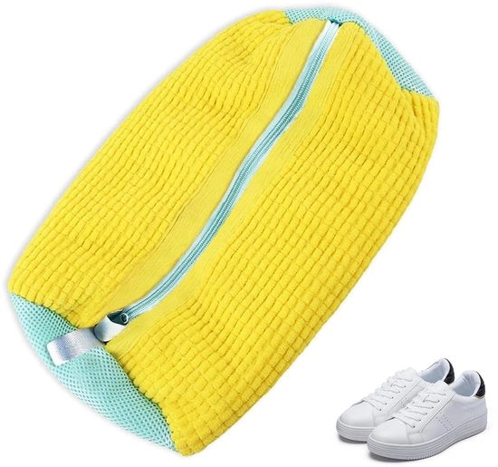 Sacco per lavatrice di scarpe, sacco per lavatrice di scarpe reutilizzabile a rete, sacco per lavatrice di scarpe da sneaker con cerniera - Giallo