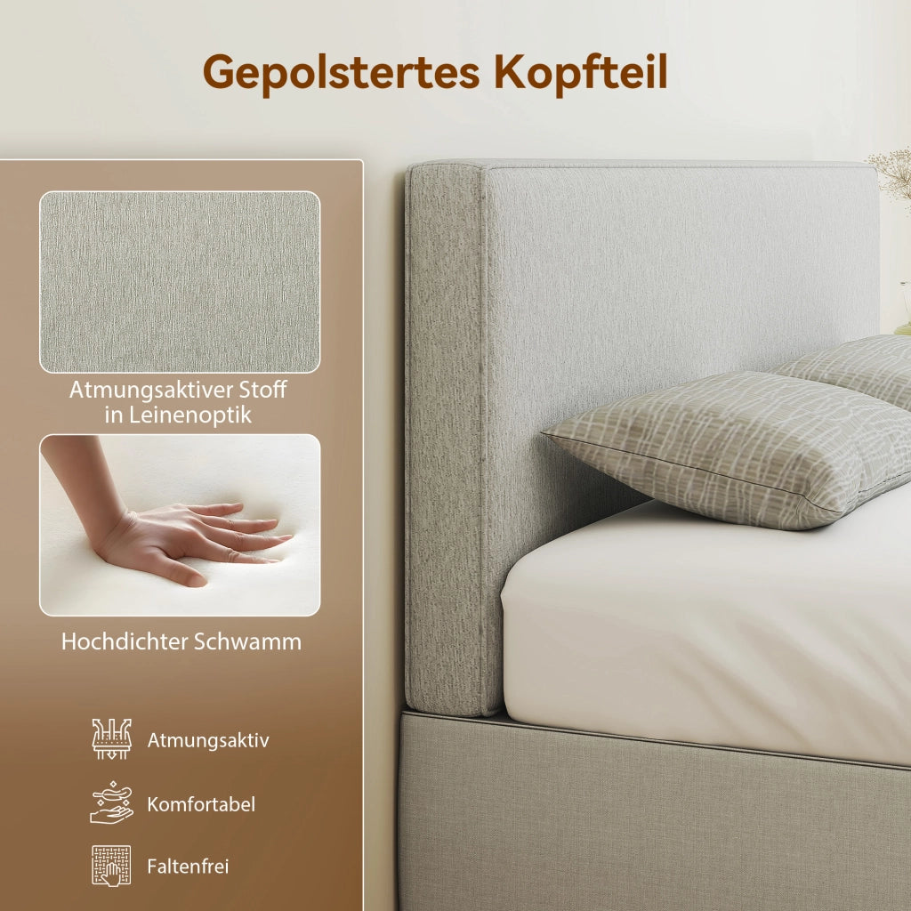 Testiera imbottita per letto ¨C zephmum ¨C 160x10x60 cm crema tessuto