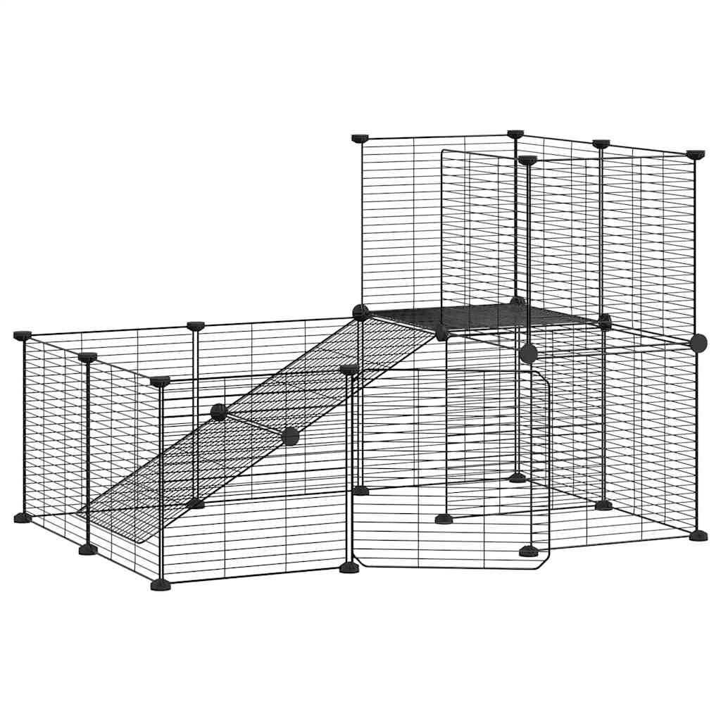 Gabbia per animali domestici a 20 pannelli con porta 35 x 35 cm nera 02_0041570