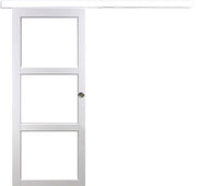 Porta Scorrevole Kenya Vetro Bianco Trasparente H204 x L73 + Binario in alluminio bianco e 2 gusci