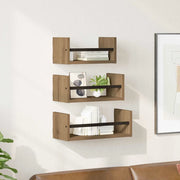 Set mensole da parete 3 pcs Rovere artigianale 40x16x14cm 882788