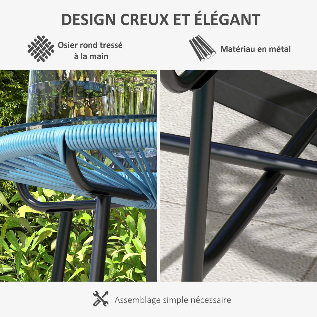 Tavolino rotondo da giardino ¨C Xylo ¨C Rattan metallo vetro temperato ?50x50H cm